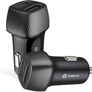 Toreto 15W Dual Port Fast Car Charger, 2.4amp Dual USB Output, Fast Charging