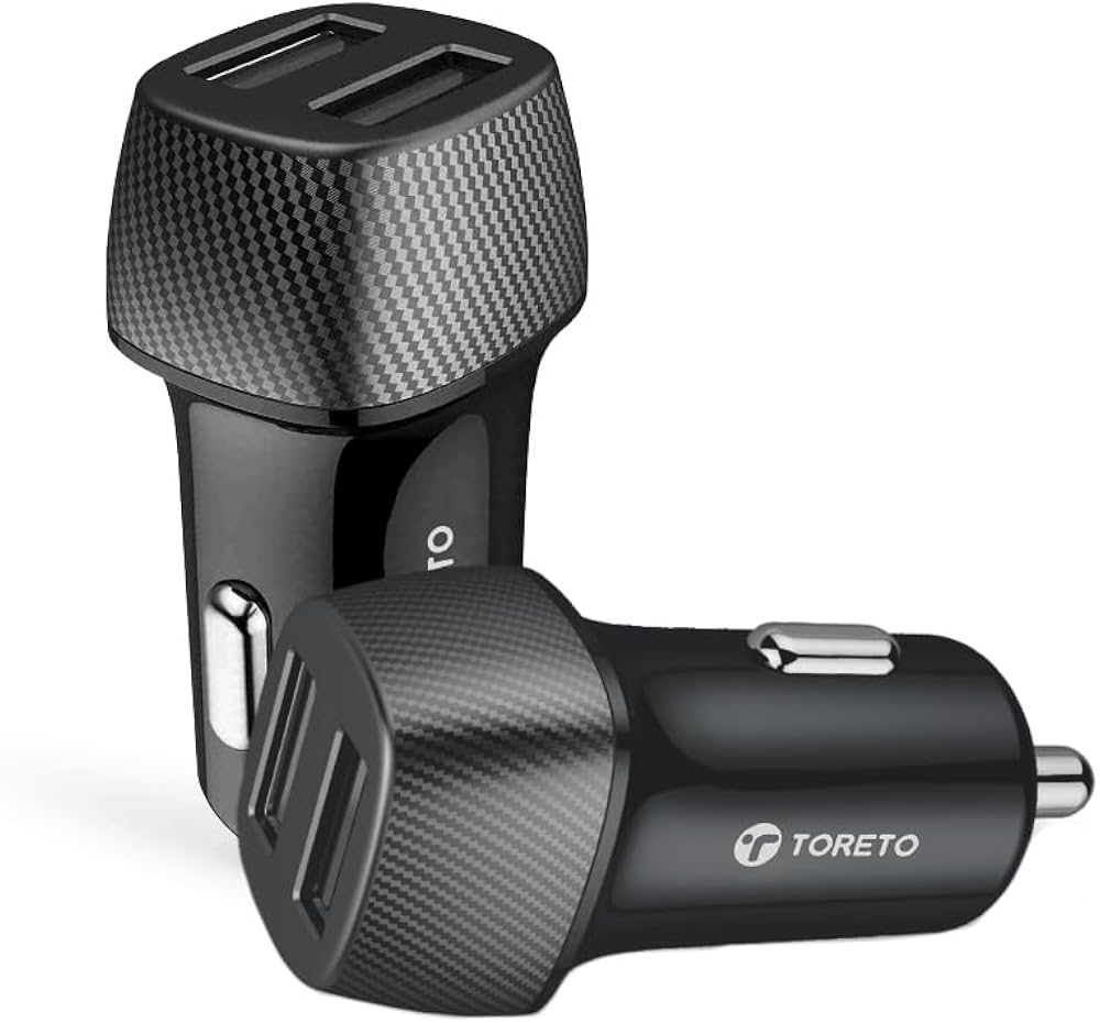 Toreto 15W Dual Port Fast Car Charger, 2.4amp Dual USB Output, Fast Charging