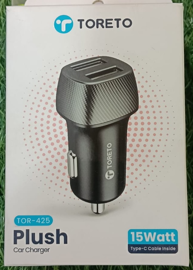 Toreto 15W Dual Port Fast Car Charger, 2.4amp Dual USB Output, Fast Charging
