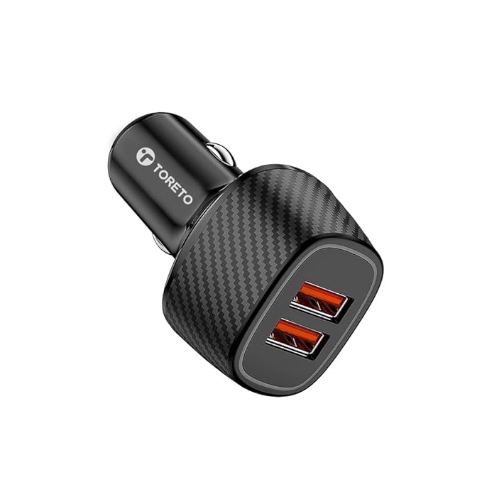 Toreto 15W Dual Port Fast Car Charger, 2.4amp Dual USB Output, Fast Charging